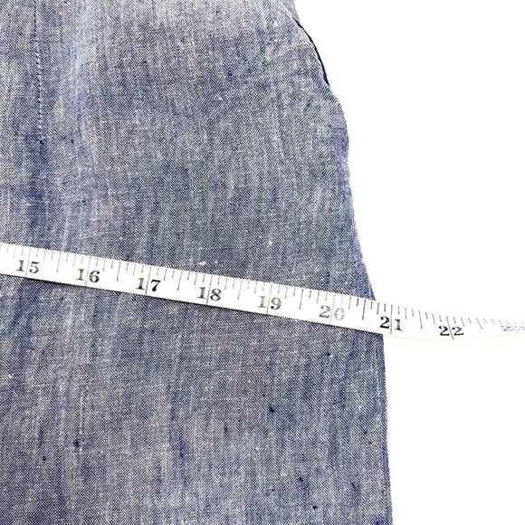 St. Tropez West Jumpsuit Women's 12 Blue Chambray 100% Linen Wide Leg Belted - Picture 10 of 16